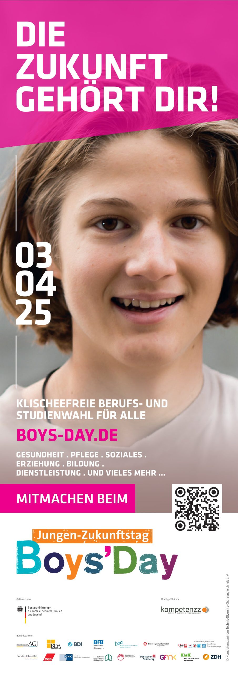 Plakat zum boys Day das einen Jungen zeigt