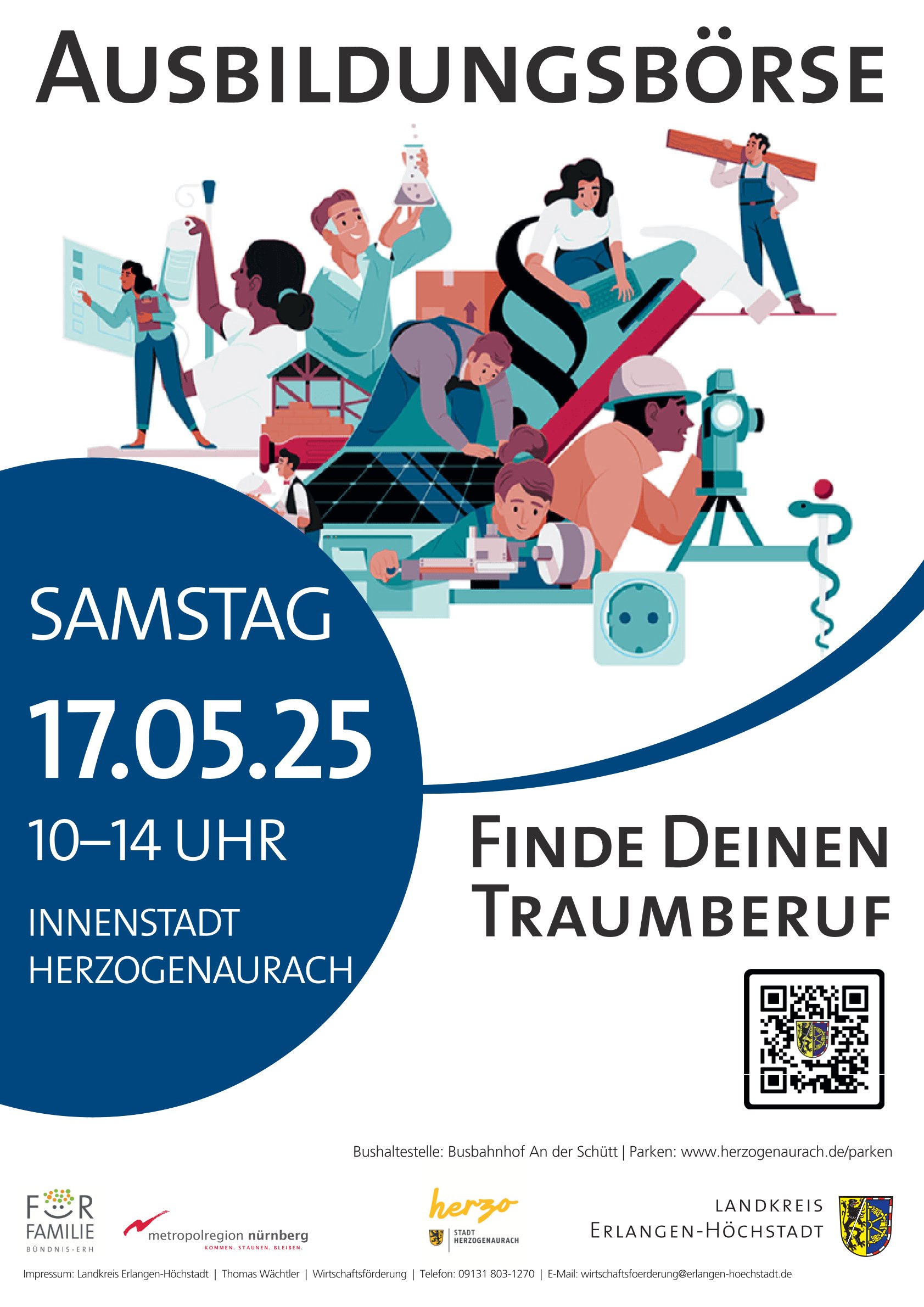 Ausbildungsbörse Plakat mit Titel"Finde deinen Traumberuf"